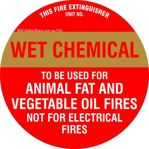 This Fire Extinguisher Wet Chemicals - Disc Fire Maker Safety Signs and Stickers