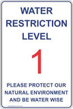Information Water Restricted Level 1 Safety Signs and Stickers