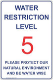Information Water Restricted Level 5 Safety Signs and Stickers