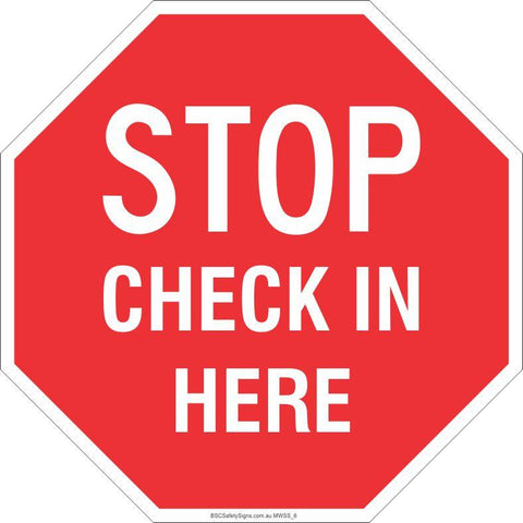 Stop! Check in here Safety Signs and Stickers