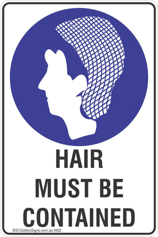 Hair Must Be Contained Safety Signs & Stickers