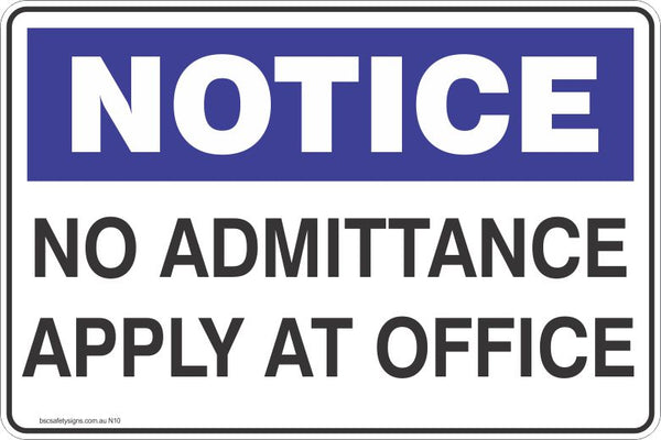Notice No Admittance apply at office Danger Safety Signs - Stickers ...