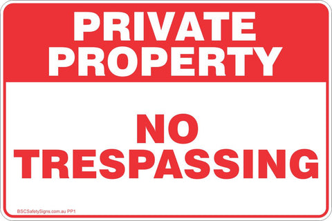 Private Property No Trespassing Red Theme Safety Sign