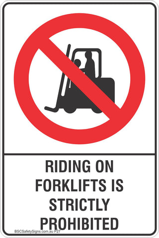 Riding On Forklifts Is Strictly Prohibited Safety Sign