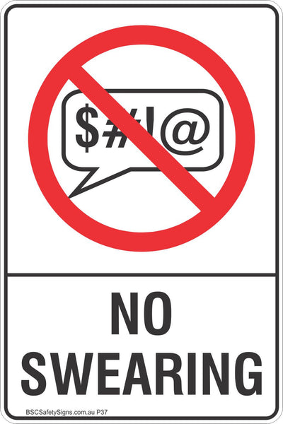 No Swearing Safety Sign - Prohibited Stickers - Restricted Area ...