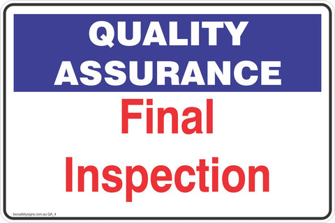 Quality Assurance Final Inspection  Safety Signs and Stickers