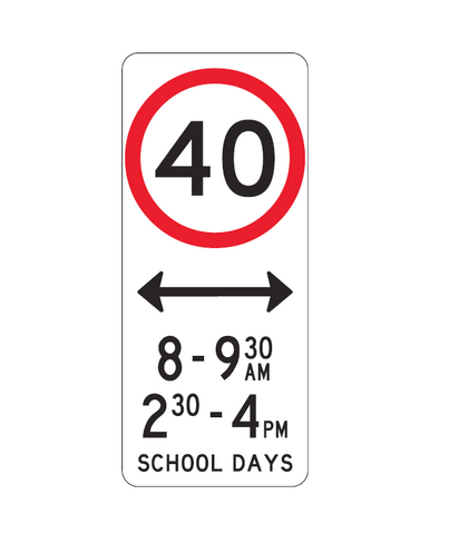 (8-9:30am 2:30-4pm) SCHOOL DAYS R4-V107 Road Sign