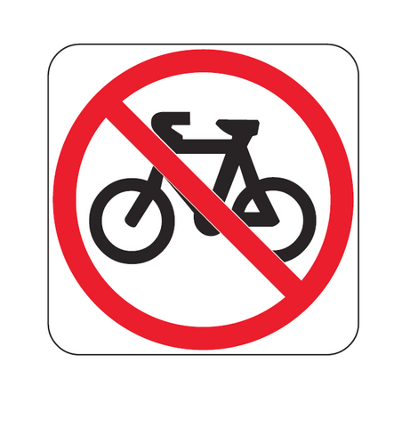 BICYCLES PROHIBITED (symbolic) R6-10-3 Road Sign