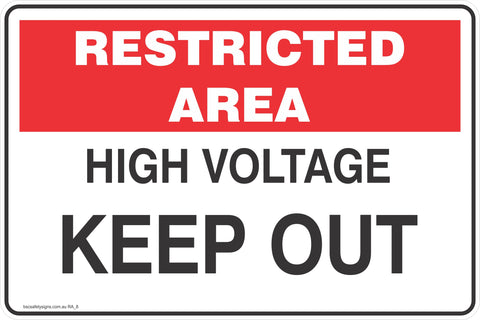 Restricted Area High Voltage Keep Out  Safety Signs and Stickers