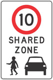 Shared Zone 10 KPH Road Traffic Sign