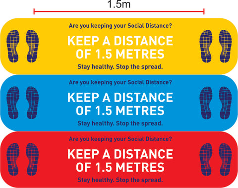 Keep a distance of 1.5 meters - stop the spread floor graphic