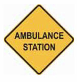 AMBULANCE STATION W5-37 Road Sign