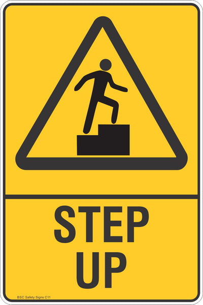 Step Up - Warning Safety Signs - Stickers - Safety Signage - BSC Safety ...