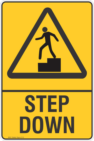 Step Down - Warning Safety Signs - Stickers - Safety Signage - BSC ...