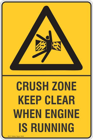 Warning Crush Zone Keep clear When Engine Is Running Safety Signs and Stickers Safety Signs and Stickers