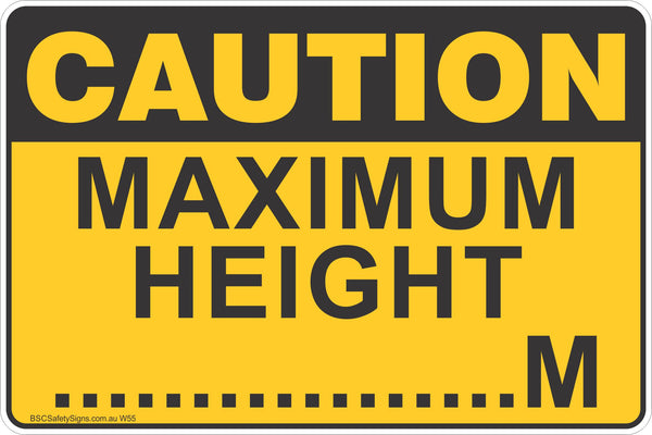 Maximum Height .....M Safety Sign - Warning Stickers - Safety Signs ...