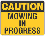 Caution Mowing In Progress - Double Sided Signs 500 x 400 Safety Signs and Stickers