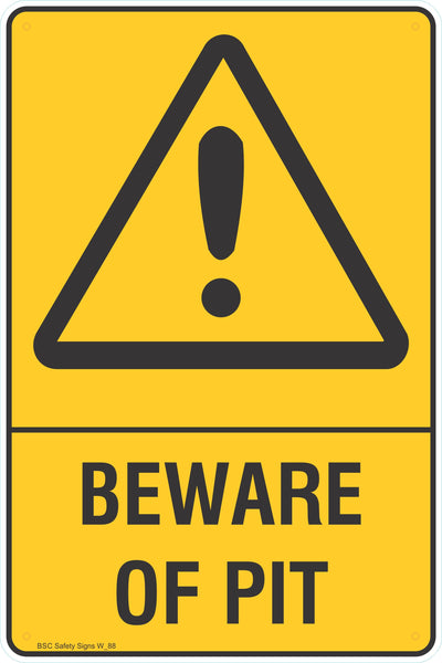Warning Beware of Pit Warning Safety Signs - Stickers - Safety Signage ...