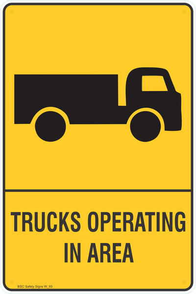 Warning Trucks operating in Area Warning Safety Signs - Stickers ...